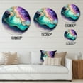 thumbnail image 4 of Designart "Abstract Geode Blue and Purple II" Abstract Marble Metal Round Wall Decor, 4 of 5