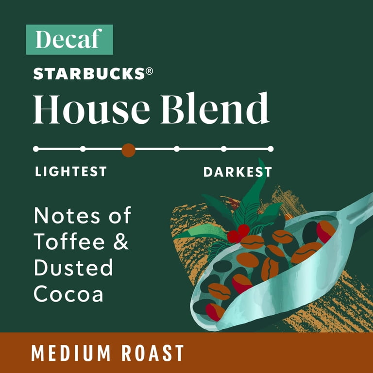 Starbucks Decaf House Blend Ground Coffee, 12 oz, Medium Roast