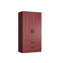 Woodpeckers Furniture And Mattress 2-Door Closet with 2-Drawers (Mahogany)