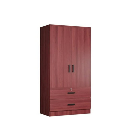 Woodpeckers Furniture And Mattress 2-Door Closet with 2-Drawers (Mahogany)