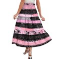 thumbnail image 5 of Women's Casual Drawstring High Waist Floral Pleated Flowy Maxi Skirt Pink L, 5 of 6