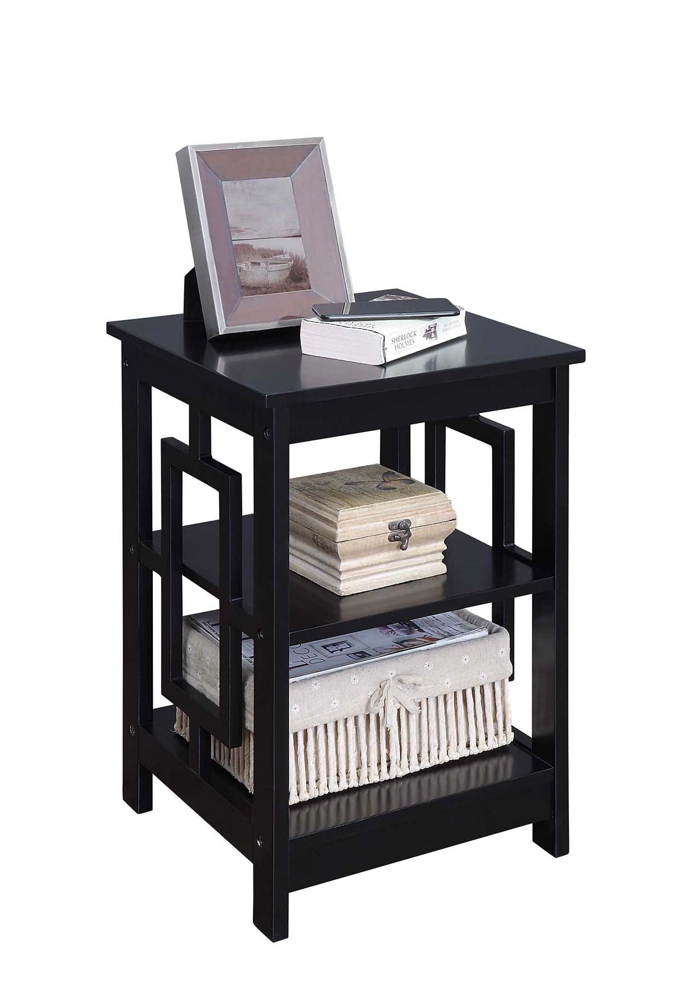 Convenience Concepts Town Square End Table with Shelves, Black