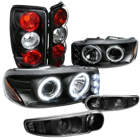 2001 Tail Light Lamp - Spec-D Tuning For 2001-2006 Gmc Yukon Denali Black Led Halo Projector Headlights + Bumper Lights Lamps + Tail Lights (Left+Right) 2001 2002 2003 2004 2005 2006