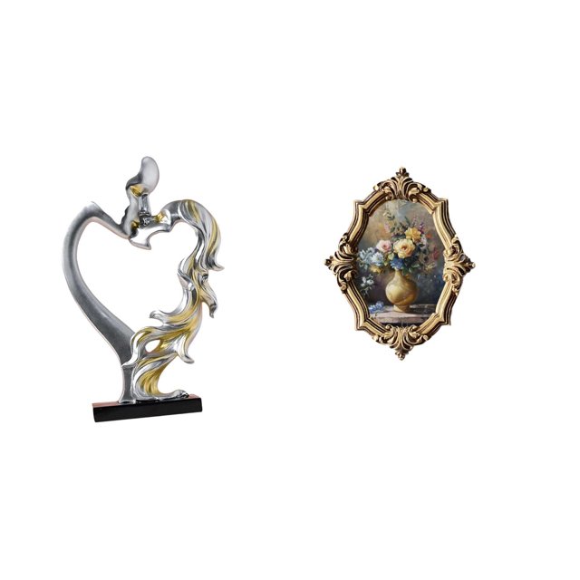 Figura de pareja romántica con marco de fotos vintage, estatua artística de resina para dormitorio, boda, estantería y galería, decoración de pared.