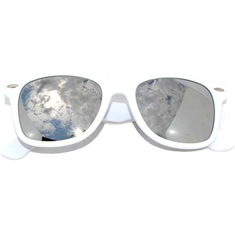 Retro Sunglasses - Matte-White Frame / Mirror Lens - Walmart.com display picture 1