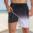thumbnail image 2 of ibiyuan Swim Trunks Men with Boxer Mesh Liner Quick Dry Mens Bathing Suits 2 In 1 Beach Shorts Zipper Pockets High Visibility Funny Print Beach Swimwear,Black-C, 2 of 7