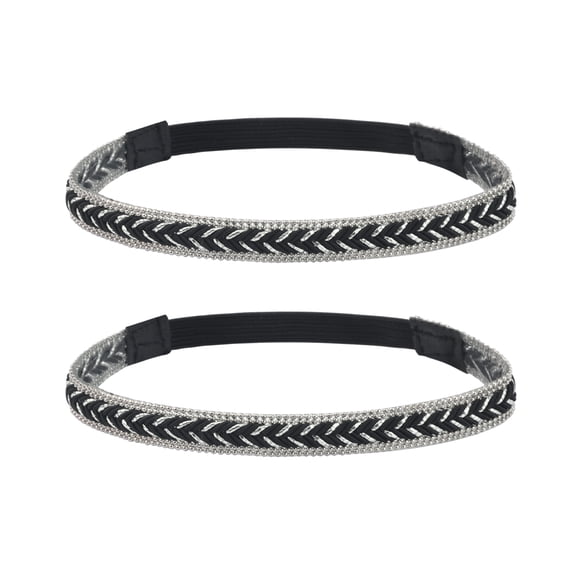 INSPIRE CHIC Women's PU Leather Rhinestone Shoe Straps Elastic Band Wheat Ear Weave for High Heels Black Wheat 23x1cm/9.1x0.4"