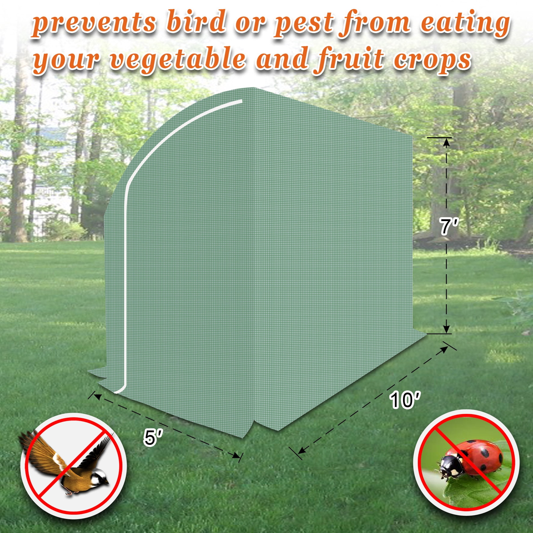 SUNNY Lean-to Greenhouse Replacement Canopy Cover for 10'x5'x7' Walk in Green House, Cover ONLY (Green)