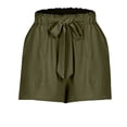 thumbnail image 5 of Cotton Linen Shorts for Women Summer Casual Soft Lightweight Elastic Waist Wide Leg Loose Beach Shorts with Pockets, 5 of 5