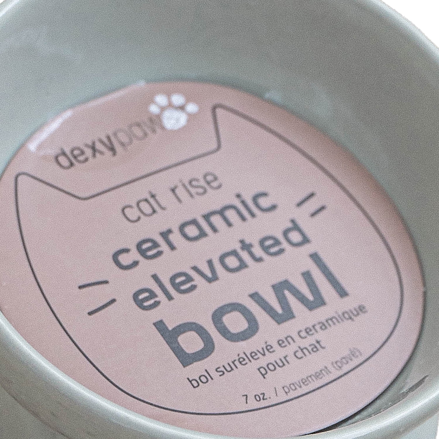 Dexypaws: Elevated Ceramic Cat Bowl - Desert Green - 7oz, Pet Feeding Dish, Meals, Food & Water, Ergonomic Height, Tilted-Raised, Stylish Gloss Design