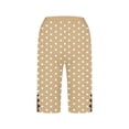 thumbnail image 4 of Cagogo Women Polka Dot Capri Pants Elastic Waist Loose Casual Summer Vacation Shorts with Pockets Flowy Beach Lounge Trousers, Khaki 2XL, 4 of 5