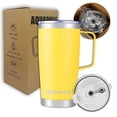 thumbnail image 4 of Aquaphile 20oz Stainless Steel Insulated Coffee Mug with Handle, Double Walled Vacuum Travel Cup with Lid & Straw, Portable Coffee Tumbler,Yellow, 4 of 6