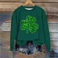 thumbnail image 2 of Binmer Women's St. Patrick's Day Sweatshirt,Irish Lucky Shamrock Long Sleeve Crewneck Printed Sweatshirts, Women's Plus Army Green,Size M, 2 of 6