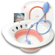 Foldable Sitz Bath Tub for Soak and Steam Over the Toilet Seat with Hand Flusher by Fivona