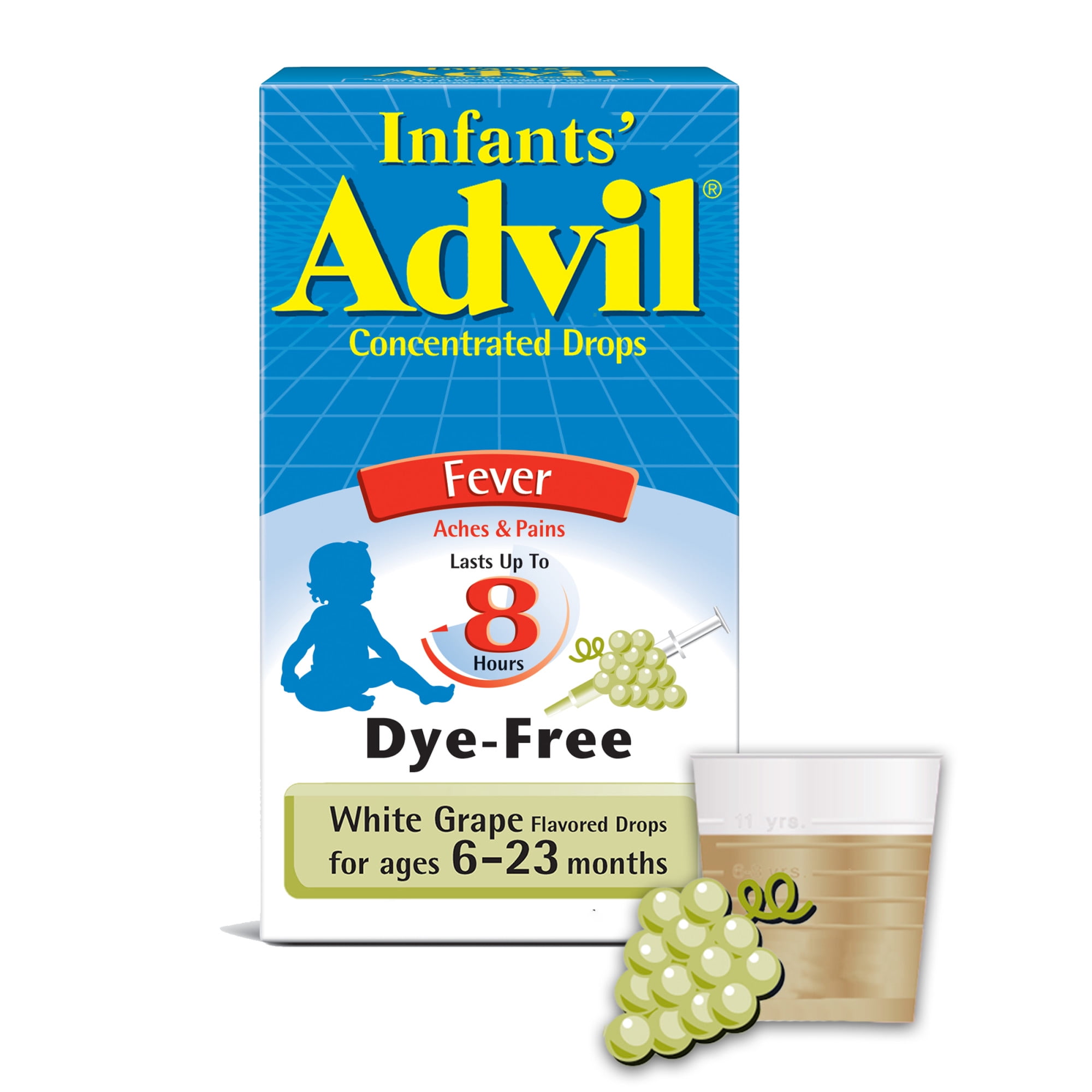 Infants' Advil 50 Mg Infant Ibuprofen, Liquid Pain Reliever and Fever Reducer for Ages 6-23 Months, White Grape - ½ Fl Oz