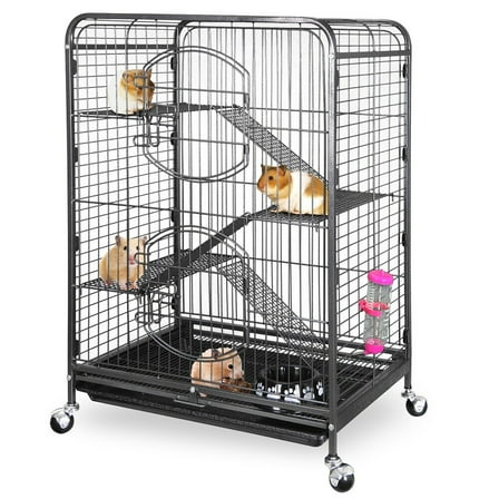 MYZBBD Metal Ferret Cage Small Animals Pet Habitat Large Critter Nation Cage/w Bottom Tray Front Doors Ramps,Rabbit, Chinchilla, Rat, Sugar Gliders, Hamster