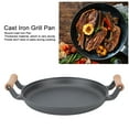 thumbnail image 3 of Poêle à Griller en Fonte Ronde, avec Poignées en Bois Doubles Antiadhésives, Robustes, Résistantes à la Chaleur - Idéales pour les Rassemblements Barbecue Adaptées aux Crêpes de Porc en Intérieur et Extérieur, 3 of 8