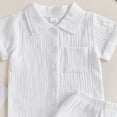 thumbnail image 3 of Akiihool Baby Boy Outfit Toddler Kids Boy Summer Clothes 6 12 18 24 Months 2T 3T 4T Short Sleeves Shirt Tops & Casual Shorts Outfit Set(White,12-18 Months), 3 of 3