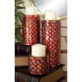 thumbnail image 3 of DecMode 3 Candle Red Metal Pillar Candle Holder with Mosaic Pattern, Set of 3, 3 of 12