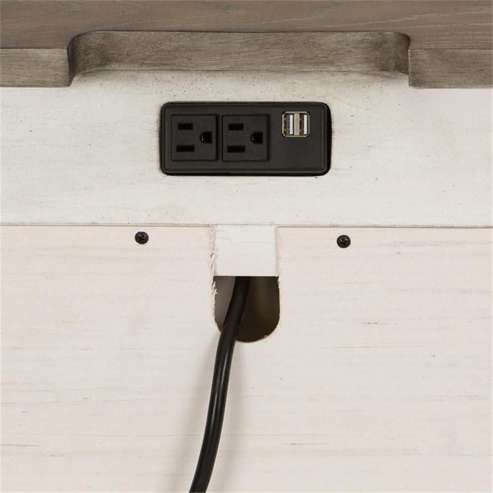 Abbey Park White 2 Drawer Night Stand w/ Charging Station
