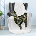 thumbnail image 4 of Llama Soft Flannel Fleece Blanket, Sugar Skull Style Alpaca Animal Skeleton and Colorful Floral Details Day of the Dead, Cozy Plush for Indoor and Outdoor Use, 60" x 80", Multicolor, by Ambesonne, 4 of 5