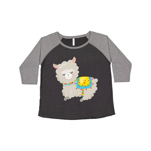 Inktastic Cute Llama with Colorful Blanket Women's Plus Size T-Shirt