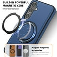 thumbnail image 2 of Allytechgroup Magnetic Case for Samsung Galaxy S23 Plus, Built-in Invisible 360° Rotatable Kickstand, Compatible with MagSafe, PU Leather Slim Shockproof Protective Phone Case Cover, Blue, 2 of 6