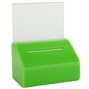 MCB  Small Clear Donation Charity Ballot Box with Lock and Sign Holder - Slopie Donation Box - Ballot Box- Ticket Box -Tip Container - With Lock and Display (Green)