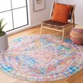 thumbnail image 2 of SAFAVIEH Bahia Kisha Oriental Polyester Machine Washable Area Rug, Ivory/Blue, 6'7" x 6'7" Round, 2 of 12