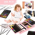 thumbnail image 2 of Refurbished KINSPORY Deluxe Wooden Art Set, 168-Piece Comprehensive Drawing and Painting Kit, Pink, Includes Colored Pencils, Crayons, Markers, Paints, Brushes, Coloring Book, Sketch Pad, 2 of 3
