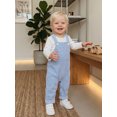 thumbnail image 5 of RUINIXCW Newborn Baby Boy Girl Fall Winter Clothes Infant Baby Boys Girls 2 Pieces Outfit Solid White Long Sleeve Romper Front Pocket Bib Overall Suspender Pants and Set, 5 of 9