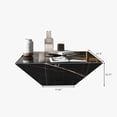 thumbnail image 3 of POVISON Modern Drum Coffee Table, Minimalist Trapezoid Sintered Stone Coffee Table, 31.5", Black, 3 of 9