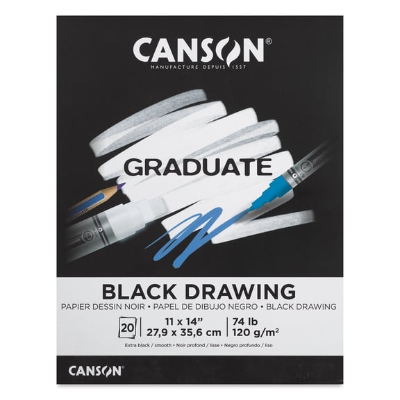 Canson Graduate Black Drawing Pad - 11" x 14", 20 Sheets