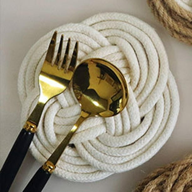 Alfombrilla estilo nórdico Almohadilla aislante Lavable de limpiar Decoración hogar Círculo antideslizante Posavasos de , Blanco Macarena manteles de cocina