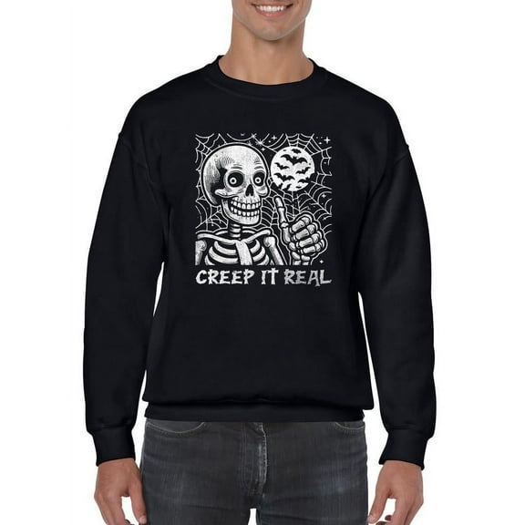Creep It Real Skeleton Halloween Graphic - Men's Sweatshirt