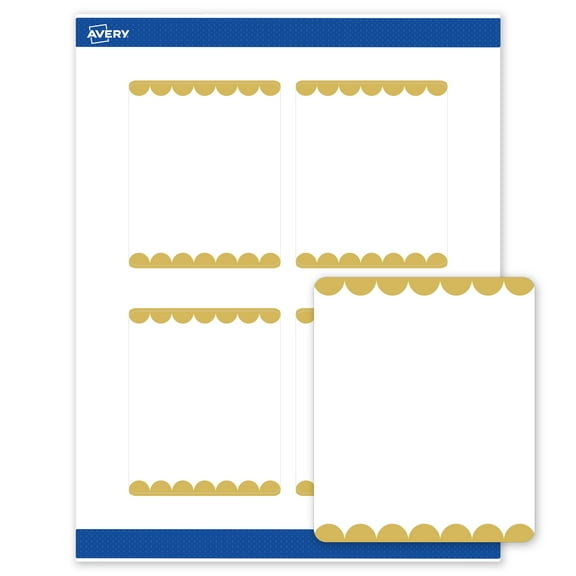 Avery 4" x 3-1/3" Labels, Gold Edge Dots, 40 ct, Matte, Gold Dots Edge