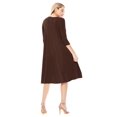 thumbnail image 3 of Women's Loose Fit 3/4 Sleeve Round Neck Jersey Knit A-Line Solid Midi Dress, 3 of 4