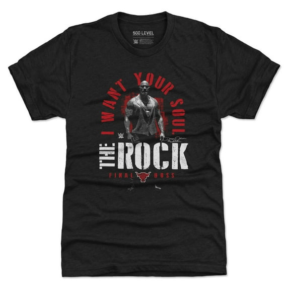 Men's 500 Level Black The Rock I Want Your Soul Tri-Blend T-Shirt