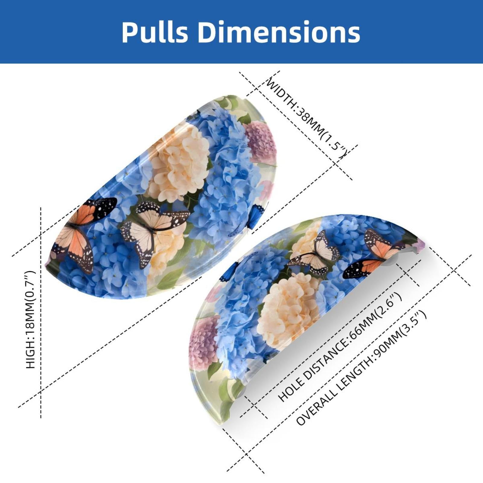 PhooArto 6 Pcs Cup Drawer Pulls, Daisies Floral and Hydrangeas Butterflies Shell Shape Handles Cabinet Knobs for Dresser Cupboard Closet Wardrobe with Screws