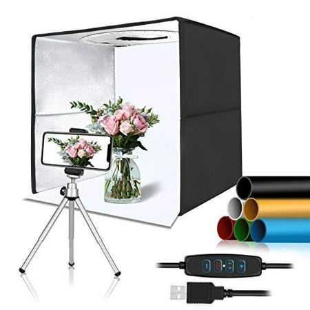 Emart Photography Studio Light Box, 12"x12" Portable Photo Booth Dimmable Table Top Flashery Shooting Tent with 120 LED Lighting and 6 Backdrops for Food, Jewelry, Small Product Picture