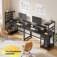 thumbnail image 5 of EnHomee 47.2" W Desk with Power Outlets & Hutch Homing Desk for Small Space Computer Desk with Storage Shelves，Black, 5 of 7