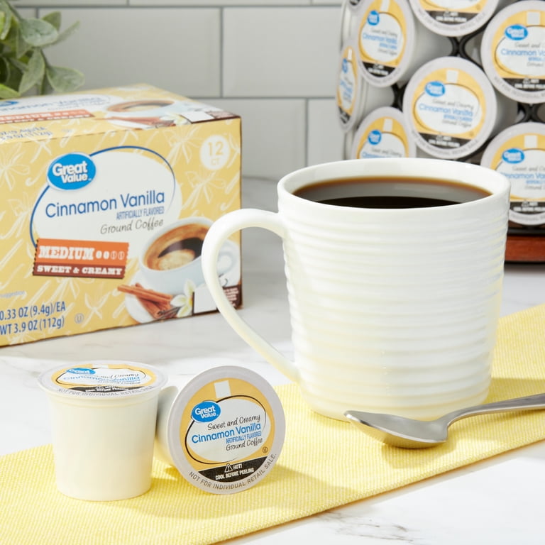 Great Value Cinnamon Vanilla Ground Coffee Pods 12 Ct Medium Roast