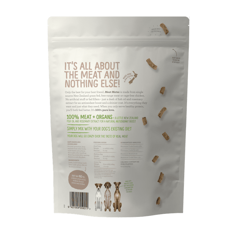Meat Mates Lamb Booster Freeze Dried Dog Food Topper 4.5 oz. Walmart