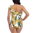 thumbnail image 6 of Yiaed Yellow Tulips Print Women One Piece Swimsuits Tummy Control One Shoulder Bathing Suits Pattern Ruffle Swimwear-Small, 6 of 8