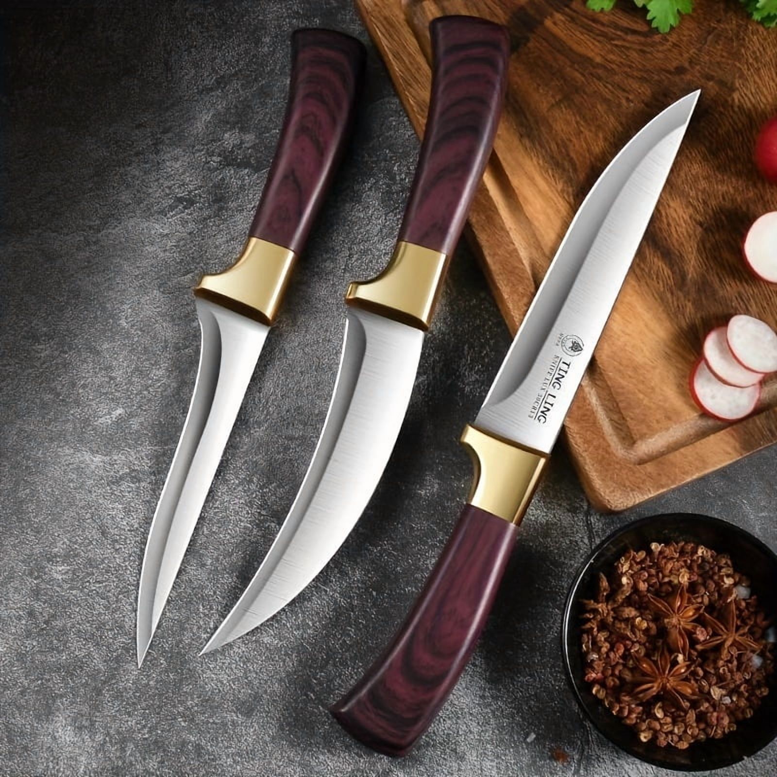 Plys Boning Knife Set 3-Piece Stainless Steel Rust Resistant Very Sharp for Meat Cutting