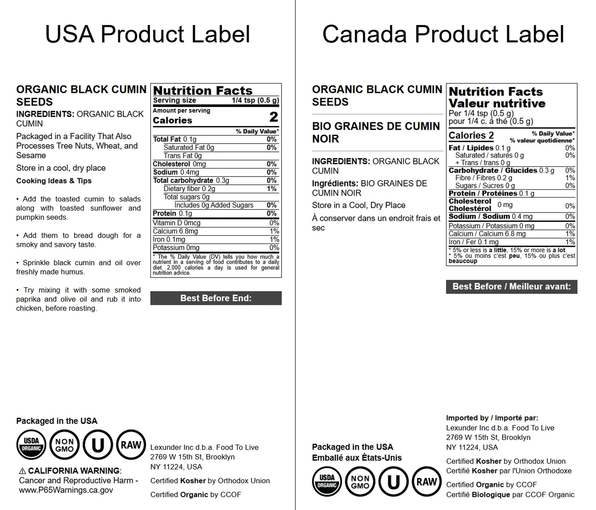Organic Black Cumin Seeds, 14 Pounds — Non-GMO, Kosher, Raw, Vegan — by Food to Live