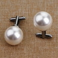 thumbnail image 3 of KMYY 2 Pcs Unisex Pearl Cufflinks Shirt Sleeve Buttons Clothes Accessory Gift, 3 of 7
