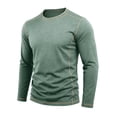 thumbnail image 5 of Smsaxvxz Mens Shirts Soft Comfort Crew Neck Long Sleeve Color Patchwork T-Shirts Casual Lightweight Fall Tops Green 3XL, 5 of 8