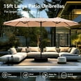 thumbnail image 2 of 15ft Large Patio Umbrellas with Base Included, Outdoor Double-Sided Rectangle Market Umbrella with Stand, Outside Umbrellas for Poolside Lawn Backyard, Beige, 2 of 4