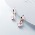 thumbnail image 4 of Cute Peach Dangle Hoop Earrings Sterling Silver Rose Gold Crystal Fruit Hoops for Women, 4 of 5